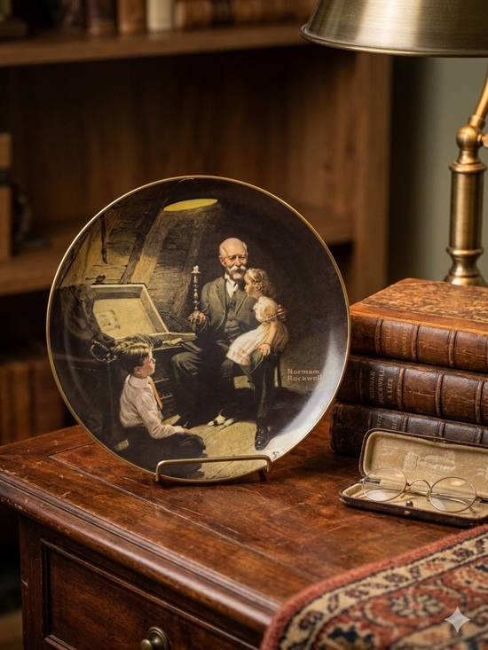 Norman Rockwell Other - Norman Rockwell Collector Plate in Brown and Tan - “Grandpa’s Treasure Chest”
